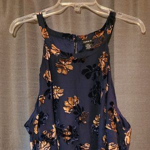 Torrid Navy Blue & Gold Flowers Size 3 Halter Style Top